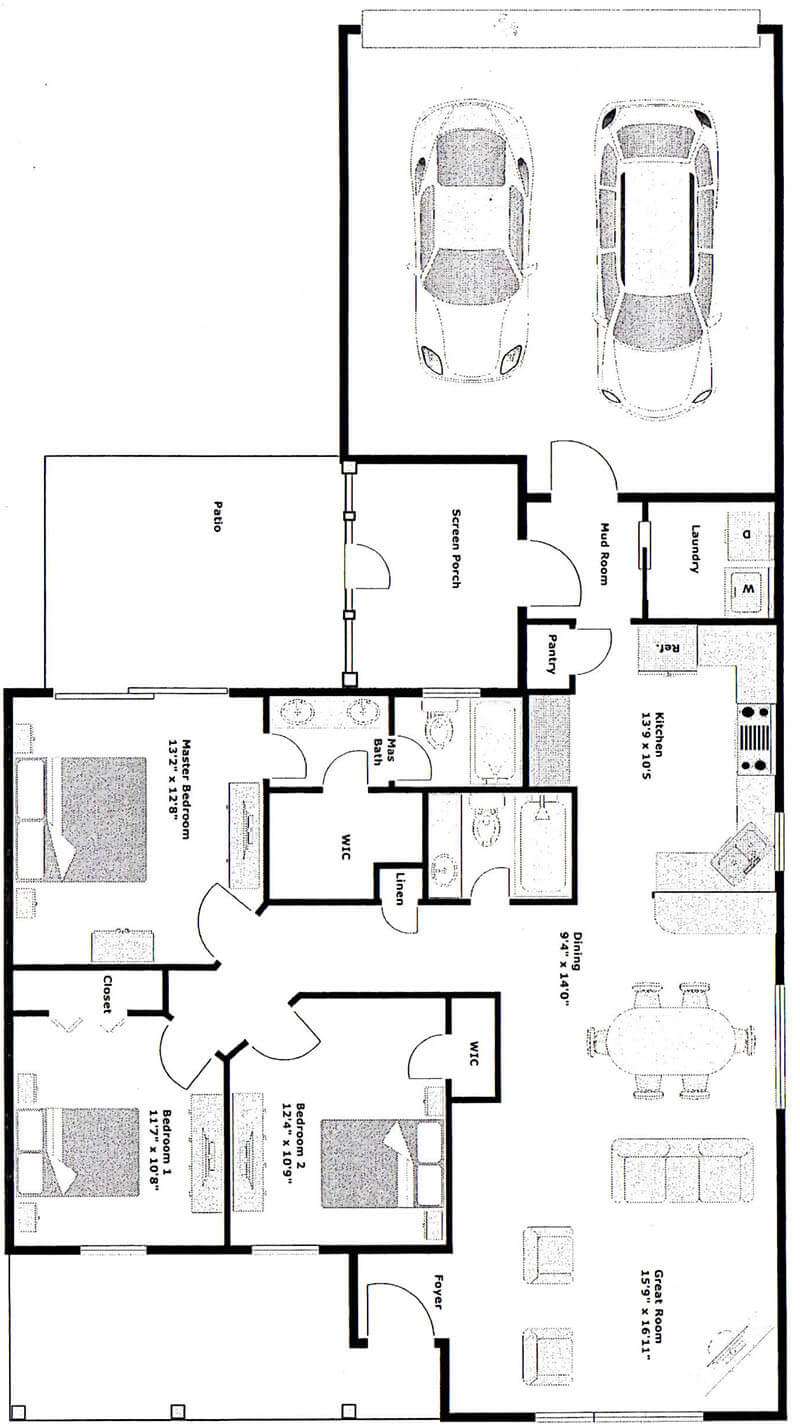 TupeloTwoCarFloorPlan